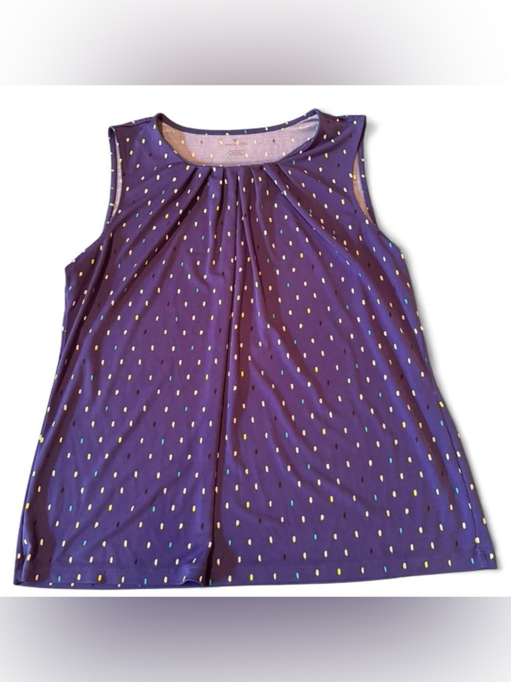 Worthington Sleeveless Top with Yellow and Blue Dot Print